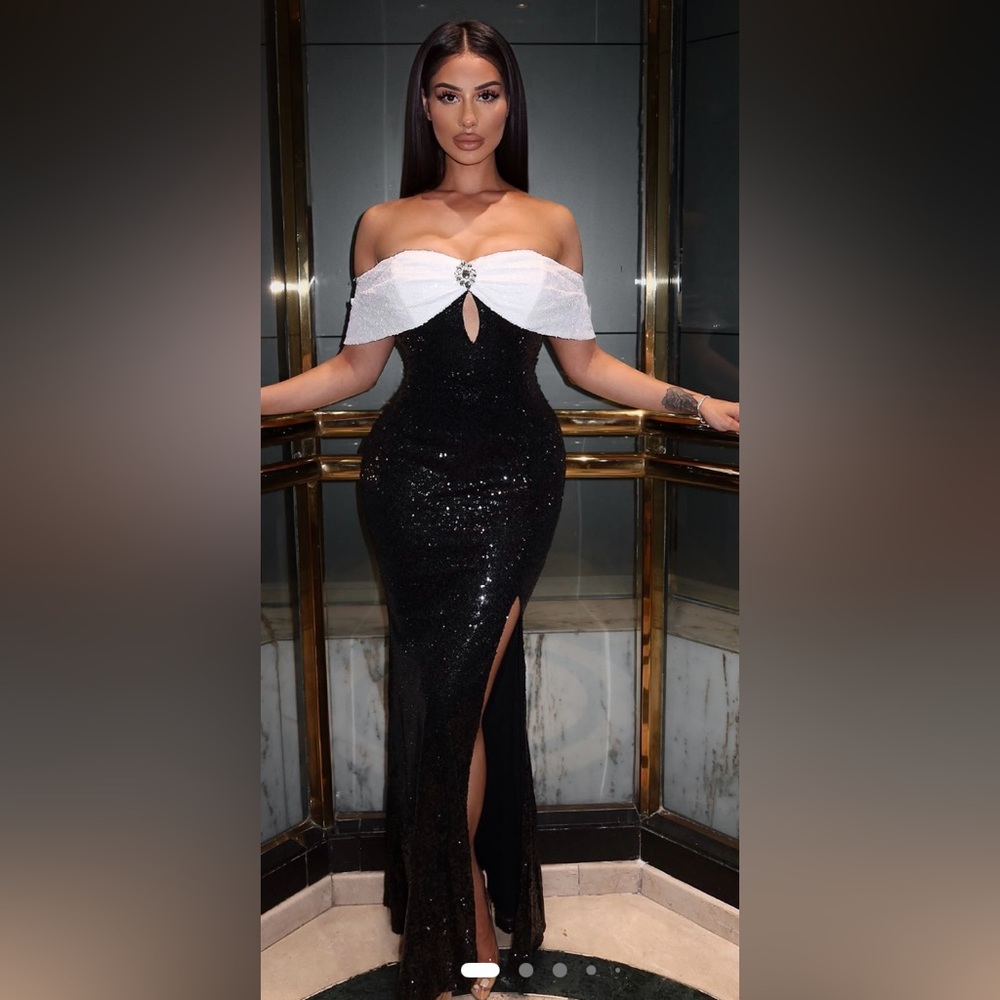 Ellen Sequin Gown - Black/white